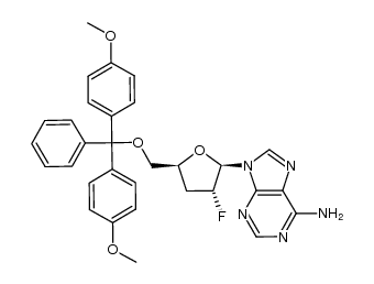 9-((2R,3R,5S)-5-((bis(4-methoxyphenyl)(phenyl)methoxy)methyl)-3-fluorotetrahydrofuran-2-yl)-9H-purin-6-amine结构式