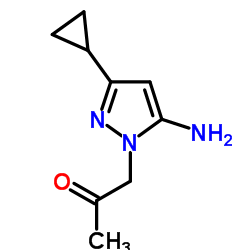 1-(5-Amino-3-cyclopropyl-1H-pyrazol-1-yl)acetone Structure