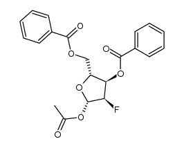 1-O-acetyl-3,5-di-O-benzoyl-2-deoxy-2-fluoro-β-D-ribofuranoside结构式