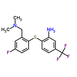 2-({2-[(Dimethylamino)methyl]-4-fluorophenyl}sulfanyl)-5-(trifluoromethyl)aniline Structure