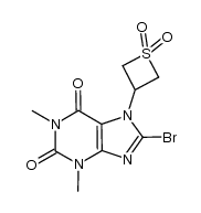 8-bromo-1,3-dimethyl-7-(1,1-dioxothietan-3-yl)-3,7-dihydro-1H-pyrine-2,6-dione结构式