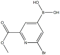 [2-(methoxycarbonyl)-6-bromopyridin-4-yl]boronic acid结构式