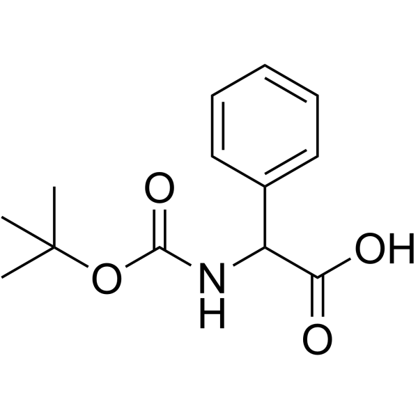 2-((叔丁氧基羰基)氨基)-2-苯基乙酸结构式