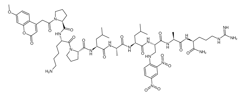 Mca-Pro-Lys-Pro-Leu-Ala-Leu-Dap(Dnp)-Ala-Arg-NH2 trifluoroacetate salt Structure