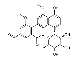4-β-fucofuranosyl-1-hydroxy-10,12-dimethoxy-8-vinyl-6H-benzo(d)-naphtho(1,2-b) pyran-6-one结构式