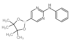 N-苯-5-(4,4,5,5-四甲基-1,3,2-二氧硼杂环戊烷-2-基)嘧啶-2-胺结构式