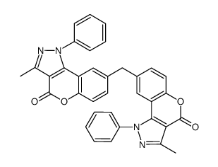 3-methyl-8-[(3-methyl-4-oxo-1-phenyl-1,4-dihydrochromeno[4,3-c]pyrazol-8-yl)methyl]-1-phenyl-1,4-dihydrochromeno[4,3-c]pyrazol-4-one结构式