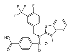 4-{[4-Fluoro-3-(trifluoromethyl)benzyl](3-methyl-1-benzothiophen- 2-yl)sulfamoyl}benzoic acid Structure