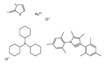 三环己基膦[4,5-二甲基-1,3-双(2,4,6-三甲基苯基)咪唑-2-亚基][2-噻吩基亚甲基]二氯化钌(II)结构式