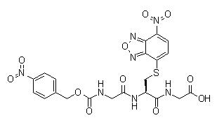 N-[S-(7-硝基-2,1,3-苯并恶二唑-4-基)-N-[N-[[(4-硝基苯基)甲氧基]羰基]甘氨酰]-L-半胱氨酰]甘氨酸结构式