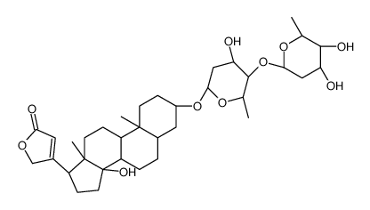 (3beta,5beta,8xi,9xi)-3-{[2,6-dideoxy-4-O-(2,6-dideoxy-beta-D-ribo-hexopyranosyl)-beta-D-ribo-hexopyranosyl]oxy}-14-hydroxycard-20(22)-enolide structure