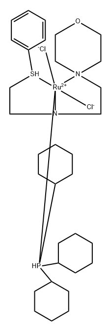 二氯[N-[2-(苯硫基-κS)乙基]-[4-吗啉乙胺-κNN1,κN1](三环己基膦)钌(II)结构式