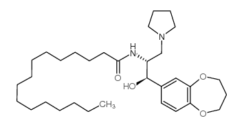 N-[(1R,2R)-2-(3,4-二氢-2H-1,5-苯并二噁英-7-基)-2-羟基-1-(1-吡咯烷甲基)乙基]-十六酰胺结构式
