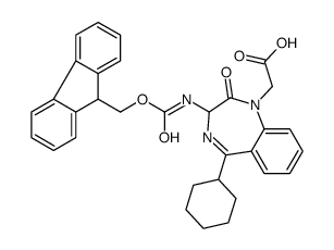 Fmoc-(R,S)-3-氨基-N-1-羧甲基-2-氧代-5-环己基-1,4-苯并二氮杂结构式