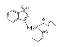 [(1,1-dioxo-1H-1λ6-benzo[d]isothiazol-3-ylamino)-methylene]-malonic acid diethyl ester Structure