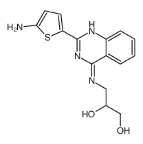 1,2-Propanediol, 3-((2-(5-amino-2-thienyl)-4-quinazolinyl)amino)- Structure