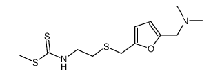 N-{2-[[5-(N,N-dimethylaminomethyl)-furan-2-yl]-methylthio]-ethyl}S-methyl dithiocarbamate结构式