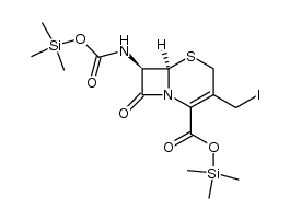 (6R,7R)-Trimethylsilyl 7-[((Trimethylsilyl)oxy)carbonyl]-amino-3-iodomethylceph-3-em-4-carboxylate结构式