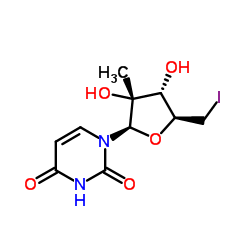 1-((2R,3R,4R,5S)-3,4-dihydroxy-5-(iodomethyl)-3-methyltetrahydrofuran-2-yl)pyrimidine-2,4(1H,3H)-dione Structure
