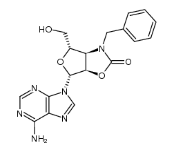 9-[3-(benzylamino)-3-N,2-O-carbonyl-3-deoxy-β-D-ribofuranosyl]adenine Structure