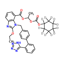 1-({[(2H11)Cyclohexyloxy]carbonyl}oxy)ethyl 2-ethoxy-1-{[2'-(1H-tetrazol-5-yl)-4-biphenylyl]methyl}-1H-benzimidazole-7-carboxylate Structure