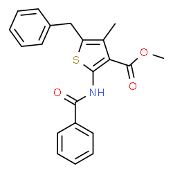 Methyl 2-(benzoylamino)-5-benzyl-4-methyl-3-thiophenecarboxylate structure