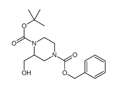 4-苄基 1-叔丁基 2-(羟基甲基)哌嗪-1,4-二羧酸结构式