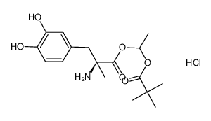 α-pivaloyloxyethyl L-3-(3,4-dihydroxyphenyl)-2-methylalaninate hydrochloride Structure