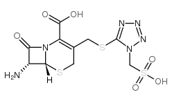 (6R-反式)-7-氨基-8-氧代-3-(((1-(磺酸甲基)-1H-四唑-5-基)硫)甲基)-5-硫杂-1-氮杂双环[4.2.0]辛-2-烯-2-羧酸结构式
