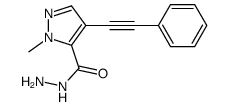 2-methyl-4-(2-phenylethynyl)pyrazole-3-carbohydrazide Structure