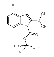 (4-溴-1-(叔丁氧基羰基)-1H-吲哚-2-基)硼酸结构式