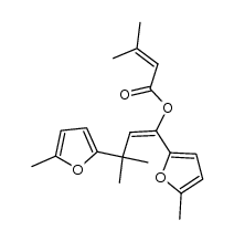 (E)-3-Methyl-2-butensaeure-[3-methyl-1,3-bis(5-methyl-2-furanyl)-1-butenyl]ester结构式
