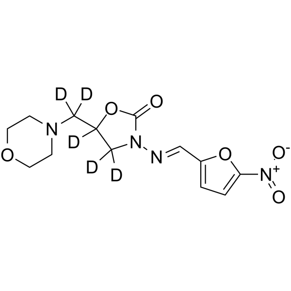 5-(4-Morpholinylmethyl-d2)-3-[[(5-nitro-2-furanyl)methylene]amino]-2-oxazolidinone-4,4,5-d3 Structure
