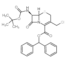 Diphenylmethyl 7beta-tert-butoxycarbonylamino-3-chloromethyl-3-cephem-4-carboxylate Structure