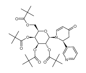(2S)-N-(2,3,4,6-tetra-O-pivaloyl-β-D-galactopyranosyl)-2-(3-pyridyl)-5,6-didehydro-piperidin-4-one结构式