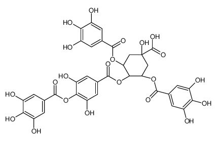 (3R,5R)-4-[3,5-dihydroxy-4-(3,4,5-trihydroxybenzoyl)oxybenzoyl]oxy-1-hydroxy-3,5-bis[(3,4,5-trihydroxybenzoyl)oxy]cyclohexane-1-carboxylic acid Structure