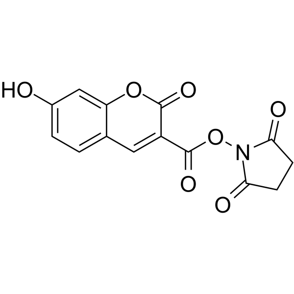 7-羟基香豆素-3-羧酸-N-琥珀酰亚胺酯结构式