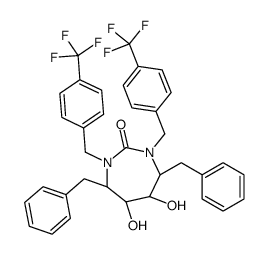 (4R,5S,6S,7R)-4,7-dibenzyl-5,6-dihydroxy-1,3-bis[[4-(trifluoromethyl)phenyl]methyl]-1,3-diazepan-2-one Structure