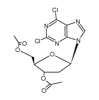 9-(3,5-di-O-acetyl-2-deoxy-β-D-erythro-pentofuranosyl)-2,6-dichloropurine Structure