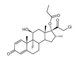 21-氯-9-氟-11β,17-二羟基-16α-甲基孕烯-1,4-二烯-3,20-二酮17-丙酸酯结构式