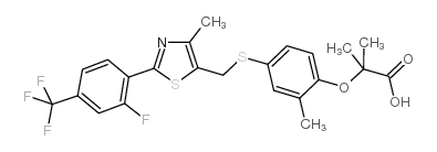 2-[4-[[2-[2-fluoro-4-(trifluoromethyl)phenyl]-4-methyl-1,3-thiazol-5-yl]methylsulfanyl]-2-methylphenoxy]-2-methylpropanoic acid Structure
