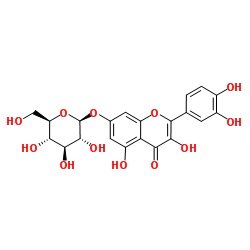 槲皮素-7-葡萄糖苷； 槲皮素-7-O-beta-D-吡喃葡萄糖苷结构式