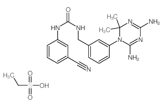3-(3-cyanophenyl)-1-[[3-(4,6-diamino-2,2-dimethyl-1,3,5-triazin-1-yl)phenyl]methyl]urea; ethanesulfonic acid结构式