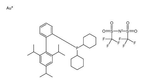 2-二环己基膦-2′,4′,6′-三异丙基联苯金(I) 双(三氟甲烷磺酰)亚胺结构式
