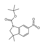 3,3-二甲基-6-硝基吲哚啉-1-羧酸叔丁酯结构式