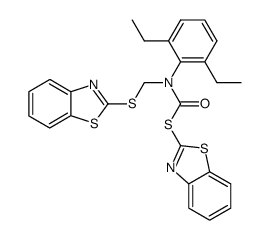 2-benzothiazolyl-N-(2-benzothiazolylthiomethyl)-2,6-diethylthiolcarbanilate Structure