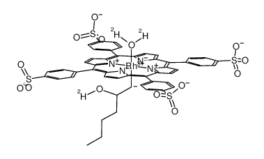 Rh(III)(tetra(p-sulfonatophenyl)porphyrinato)(CH2CH(OD)CH2CH2CH2CH3)(OD2)(4-)结构式