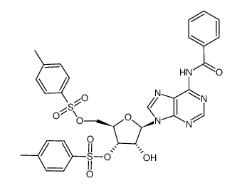 N6-benzoyl-3',5'-di-O-p-tolylsulphonyladenosine结构式