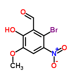 2-BROMO-6-HYDROXY-5-METHOXY-3-NITRO-BENZALDEHYDE Structure