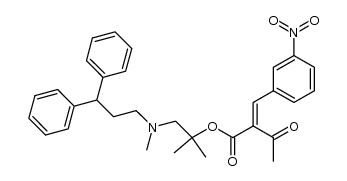 1-((3,3-diphenylpropyl)(methyl)amino)-2-methylpropan-2-yl 2-(3-nitrobenzylidene)-3-oxobutanoate结构式